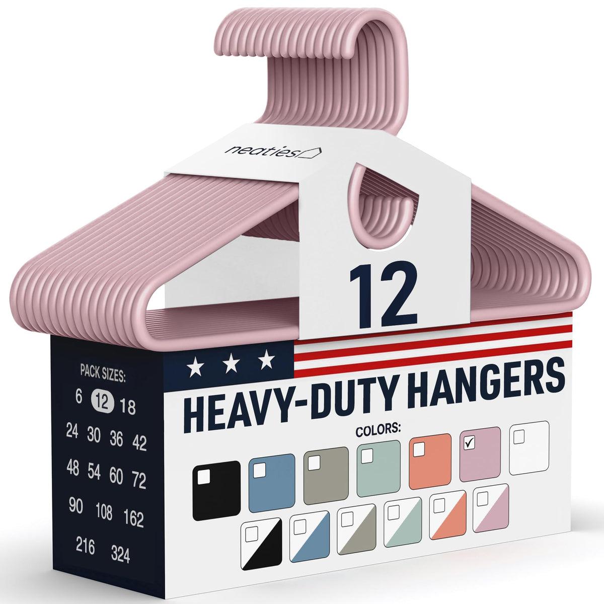 Heavy Duty Clothes Hangers 18 Pack – Made in the USA – 8lb Capacity Plastic Hangers for Adult Clothing – Durable for Pants, Coats, Jackets, or Jeans – White
