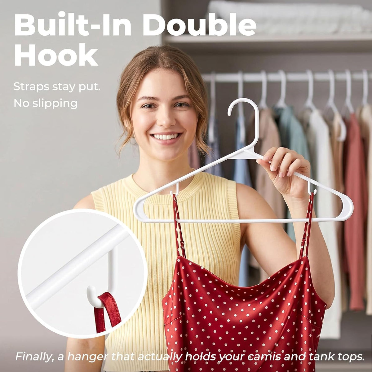 HOUSE DAY White Plastic Hangers 16 Pack, Slim Space-Saving Clothes Hangers