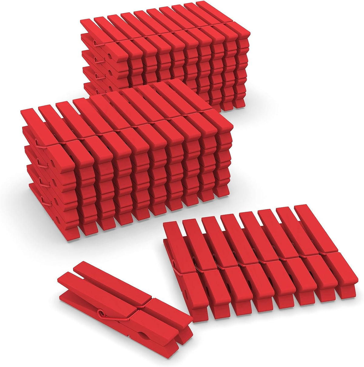 100 Pcs Red Clothes pins - 2.9 Inch Wooden Clothespins Cheer Clips