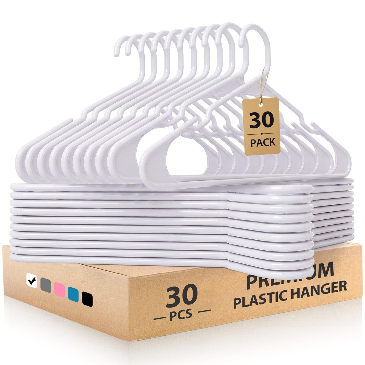 Plastic Hangers, Space Saving Clothes Hanger, Durable and Strong Closet Organizers and Storage (White, 50 Pack)
