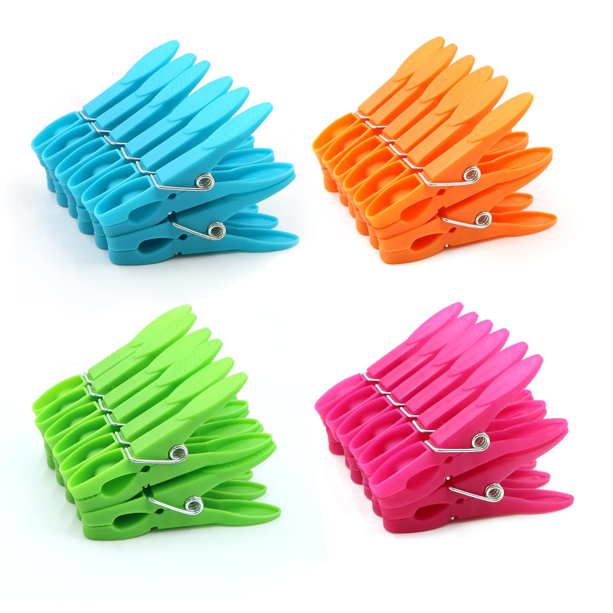 24Pack Colorful Plastic Clothespins Heavy Duty Laundry Clothes Pins Outdoor