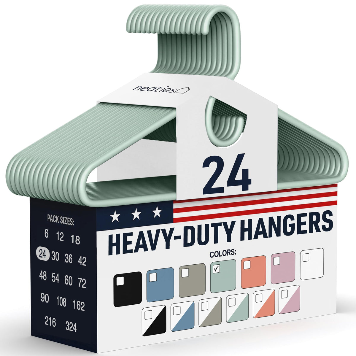 Heavy Duty Clothes Hangers 18 Pack – Made in the USA – 8lb Capacity Plastic Hangers for Adult Clothing – Durable for Pants, Coats, Jackets, or Jeans – White