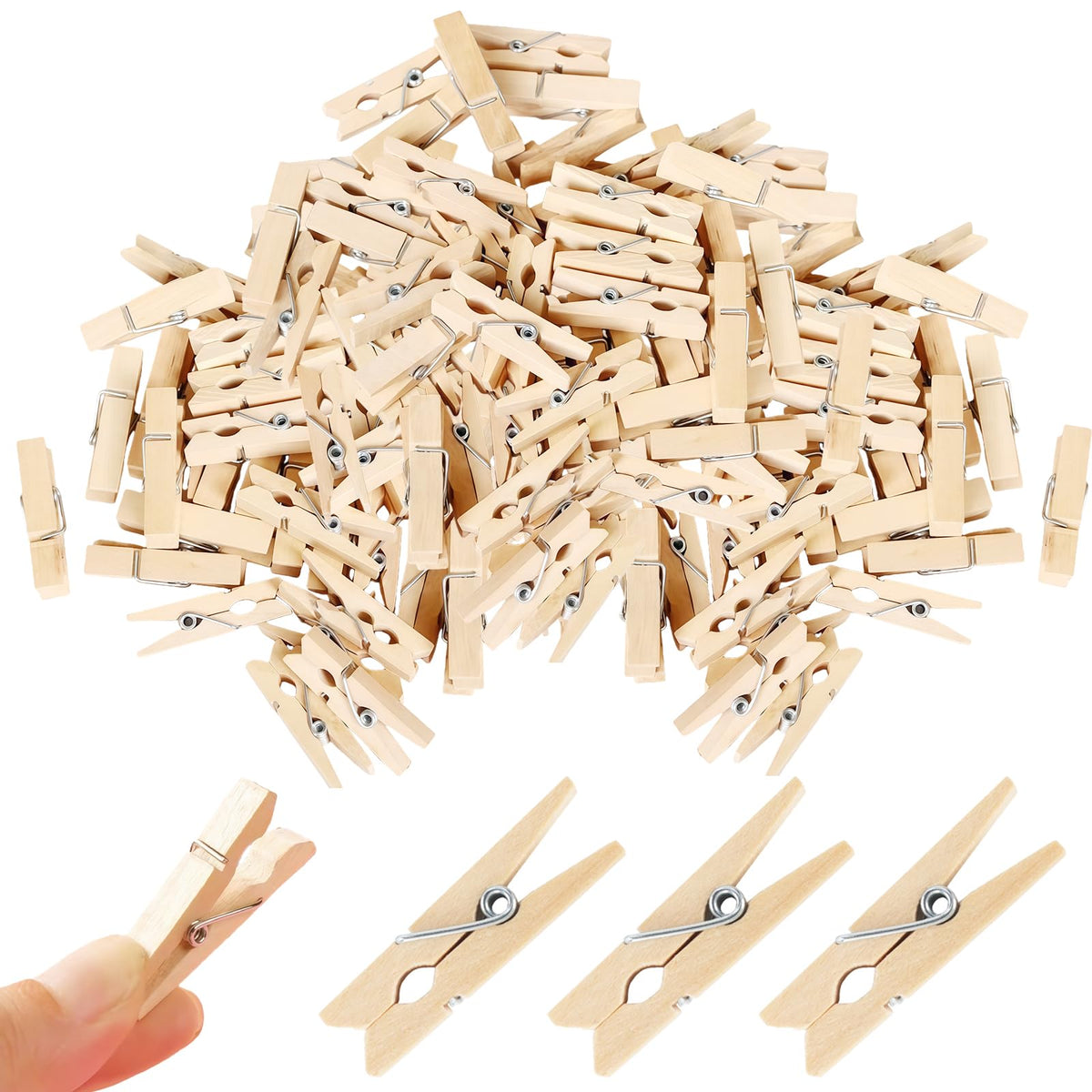 1.35 Inch Mini Clothes Pins for Photo,100 pcs Natural Wooden Small Clothes pins,Mini Photo Clips Ideal for Crafts, Decorations and DIY Project