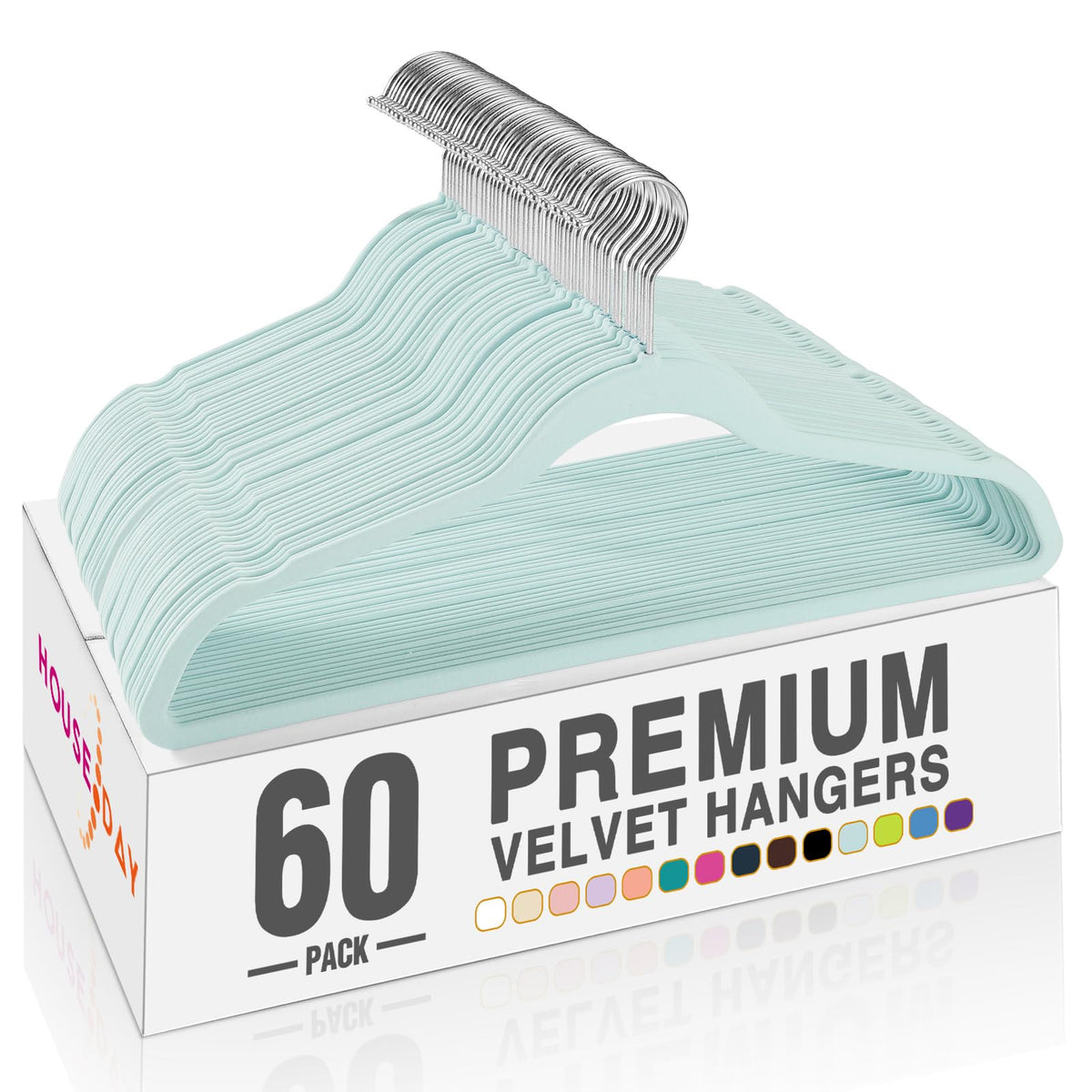 HOUSE DAY Black Velvet Hangers 60 Pack, Premium Non Slip Clothes Hangers