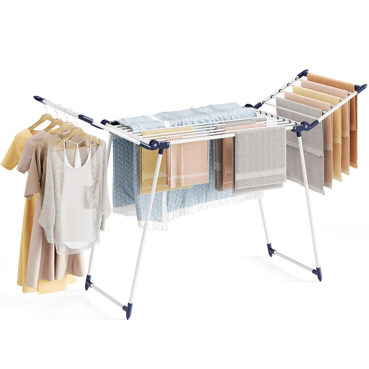 APEXCHASER Clothes Drying Rack, Large Capacity Drying Rack, 69" L, Black