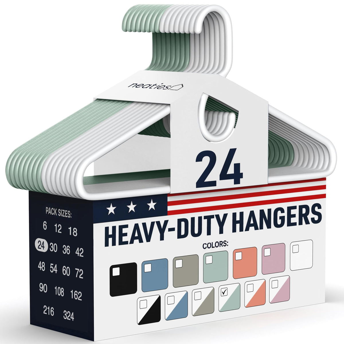 Heavy Duty Clothes Hangers 18 Pack – Made in the USA – 8lb Capacity Plastic Hangers for Adult Clothing – Durable for Pants, Coats, Jackets, or Jeans – White