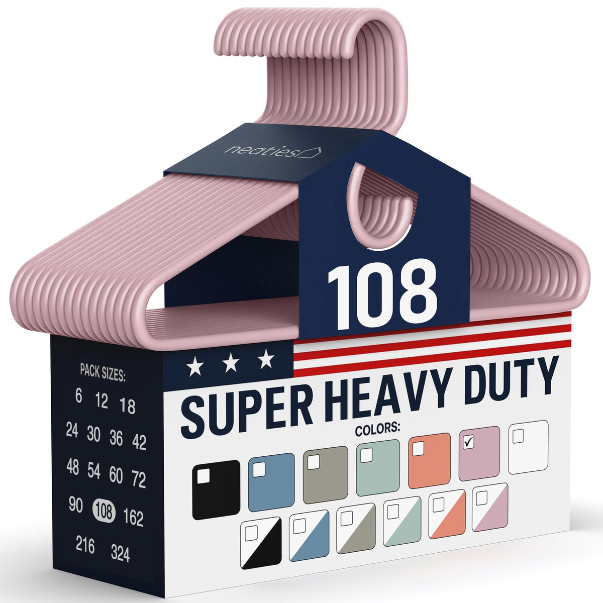 Super Heavy Duty Clothes Hangers 18 Pack – Made in the USA - 10lb Capacity, Thick Plastic Hangers for Pants, Coats, Jackets, Jeans and Adult Clothing – White