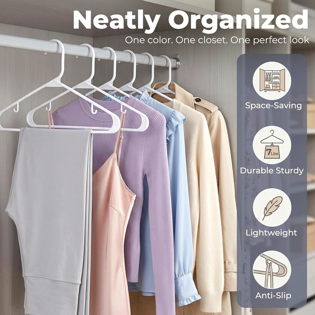 HOUSE DAY White Plastic Hangers 16 Pack, Slim Space-Saving Clothes Hangers