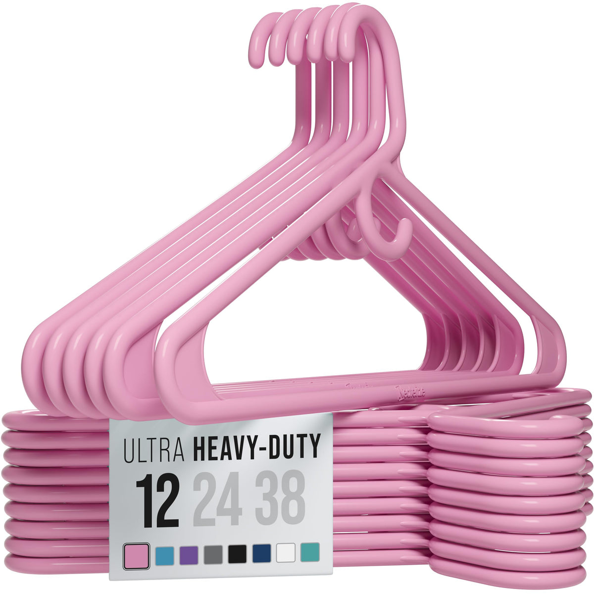 NEATERIZE Thick Heavy Duty Hangers - White Plastic Clothes Hangers 12 Pack - Great for Coat Hanger, Jackets Jeans & Suit Hanger for Closet - New Apartment Essentials Percheros Ganchos para Colgar Ropa