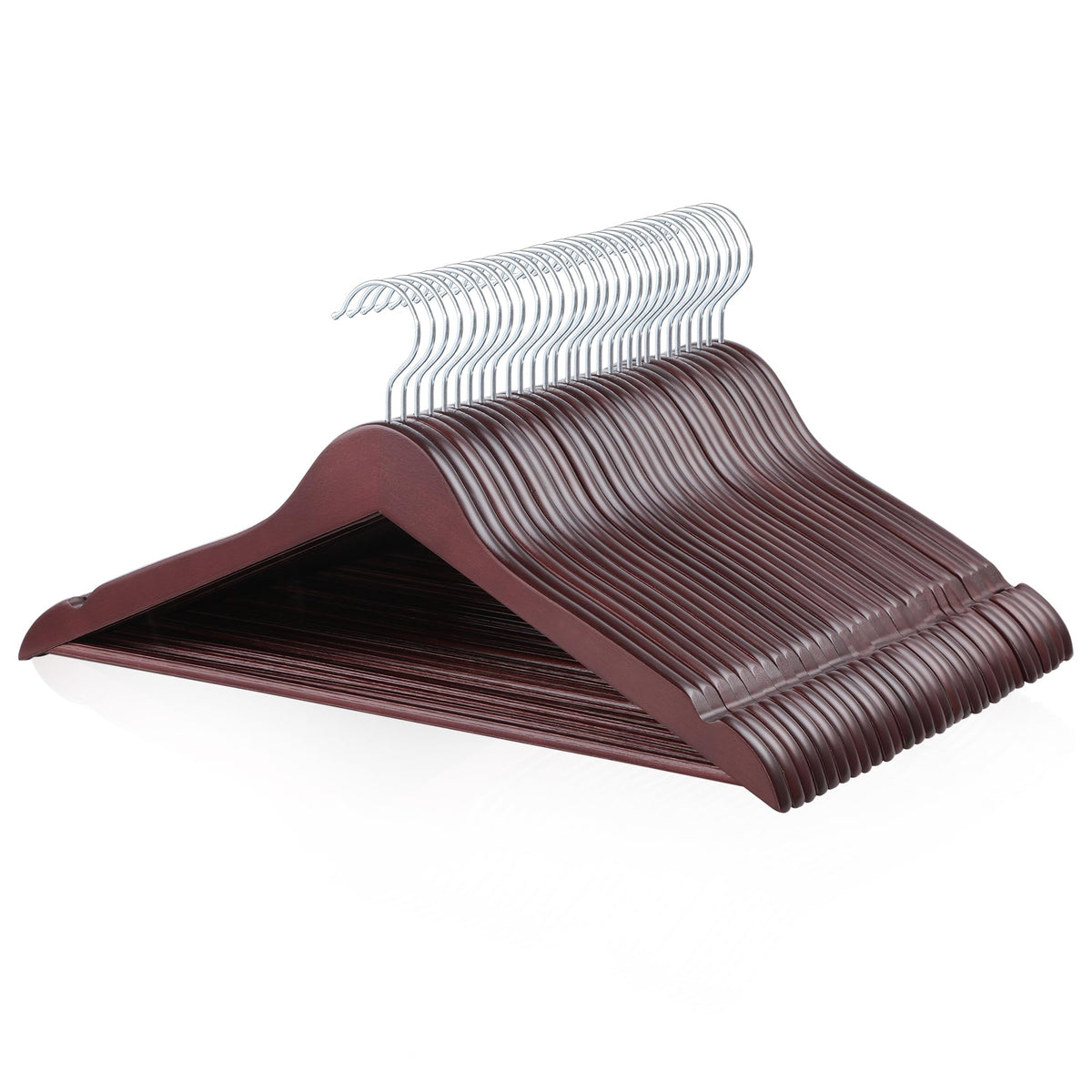 Amazon Basics Durable Wooden Suit Clothes Hangers, Closet Organizer, Cherry, 20-Pack