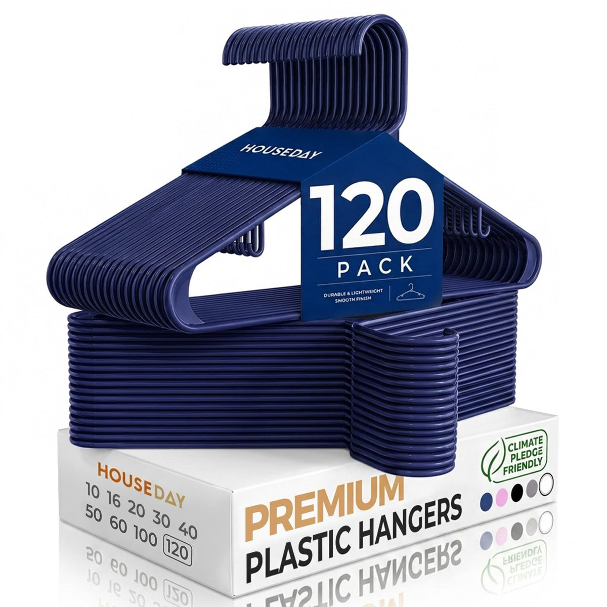 HOUSE DAY Black Plastic Hangers 60 Pack, Slim Space-Saving Clothes Hangers