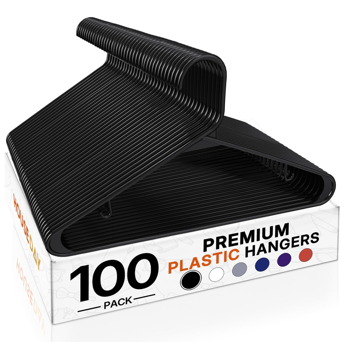 HOUSE DAY White Plastic Hangers 50 Pack, Slim Space-Saving Clothes Hangers