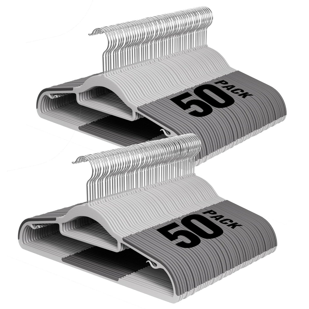 Plastic Hangers 50 Pack, 16.5" Non-Slip Clothes Hangers Heavy Duty