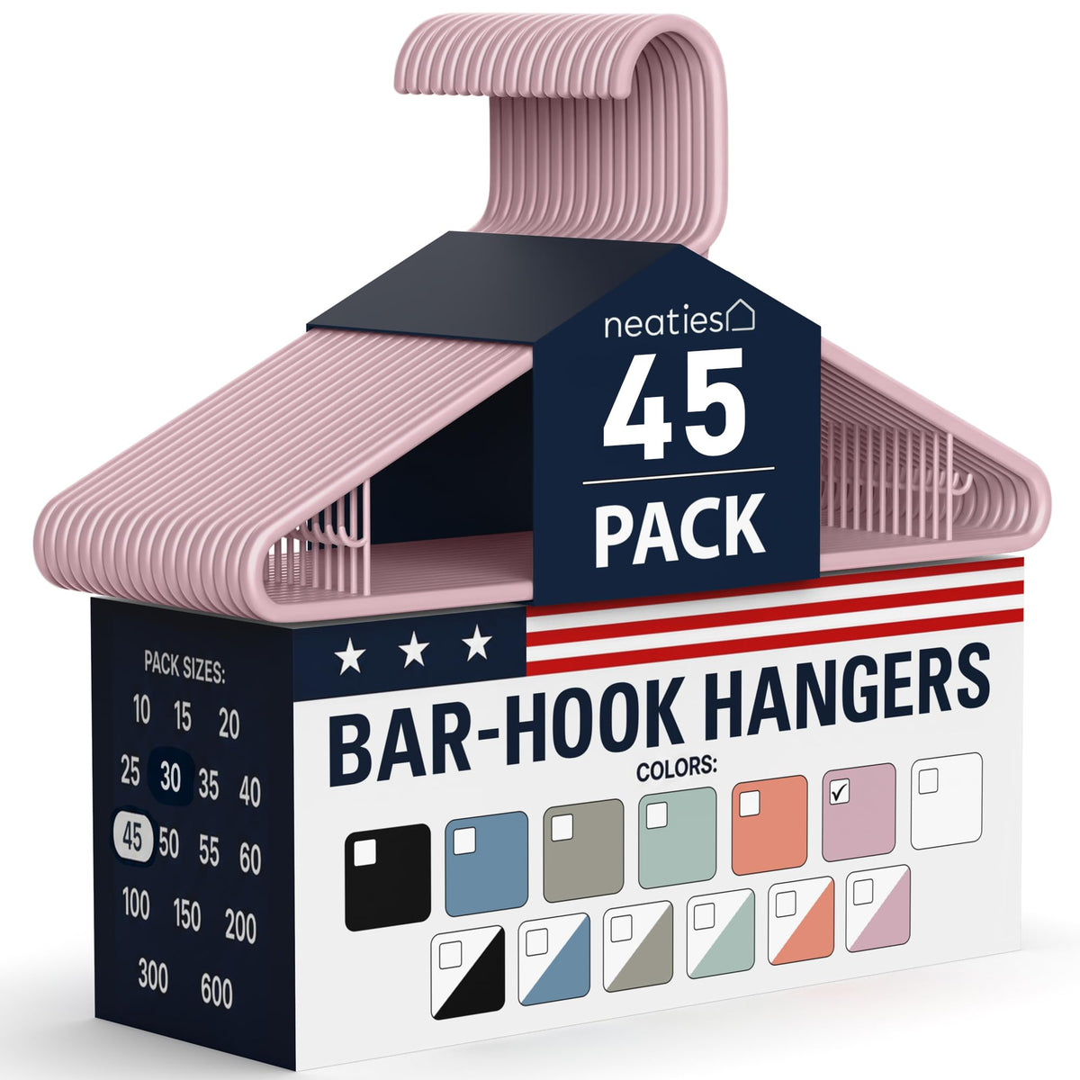 Plastic Hangers 30 Pack – Made in the USA – 6lb Capacity Standard Clothes Hangers with Strap Hooks for Dresses, Lingerie, Shirts, Pants, and Jackets – White