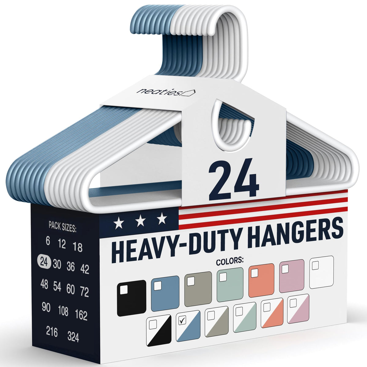 Heavy Duty Clothes Hangers 18 Pack – Made in the USA – 8lb Capacity Plastic Hangers for Adult Clothing – Durable for Pants, Coats, Jackets, or Jeans – White