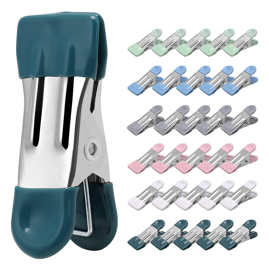 Clothes Pins Heavy Duty, 30 Pack, 2.17 Inch Metal Chip Clips, 6 Colors