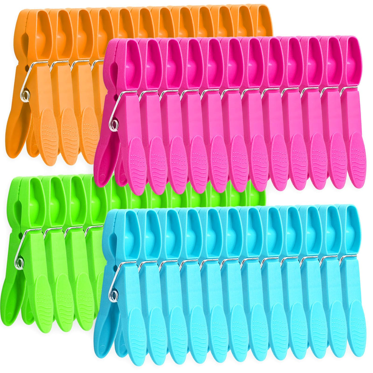Clothes Pins, 48 Pack Colored Plastic Clothespins, Clothes Pins Heavy Duty Outdoor, Non-Slip Laundry Clips for Hanging Clothes, Towels, Crafts, Multiperpose Plastic Clips for Picture, Chip Bags