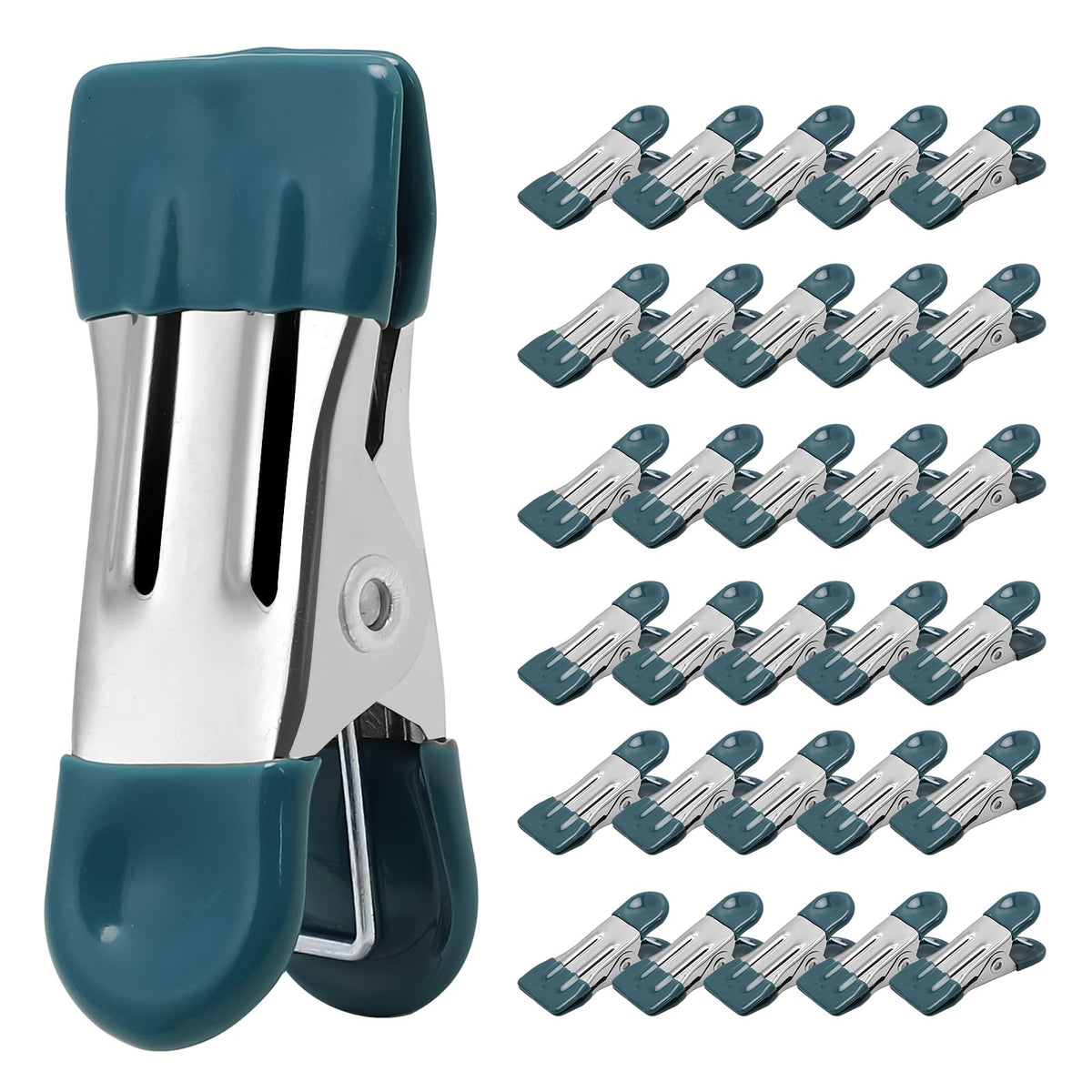 Clothes Pins Heavy Duty, 30 Pack, 2.17 Inch Metal Chip Clips, 6 Colors