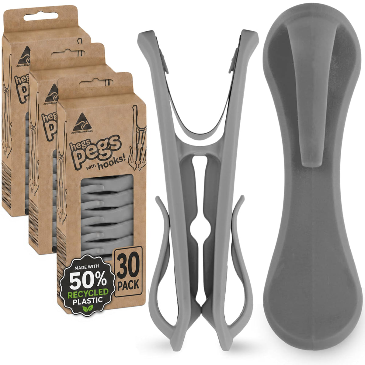 Hegs 24 Pack Multi-Color - The Smartest Heavy Duty Clothespins with Hooks - Hang 3 Garments at Once with Our Tough, Dual Hooks Clothes Pins with Anti-Rust Spring - Durable, Colorful Clothespins