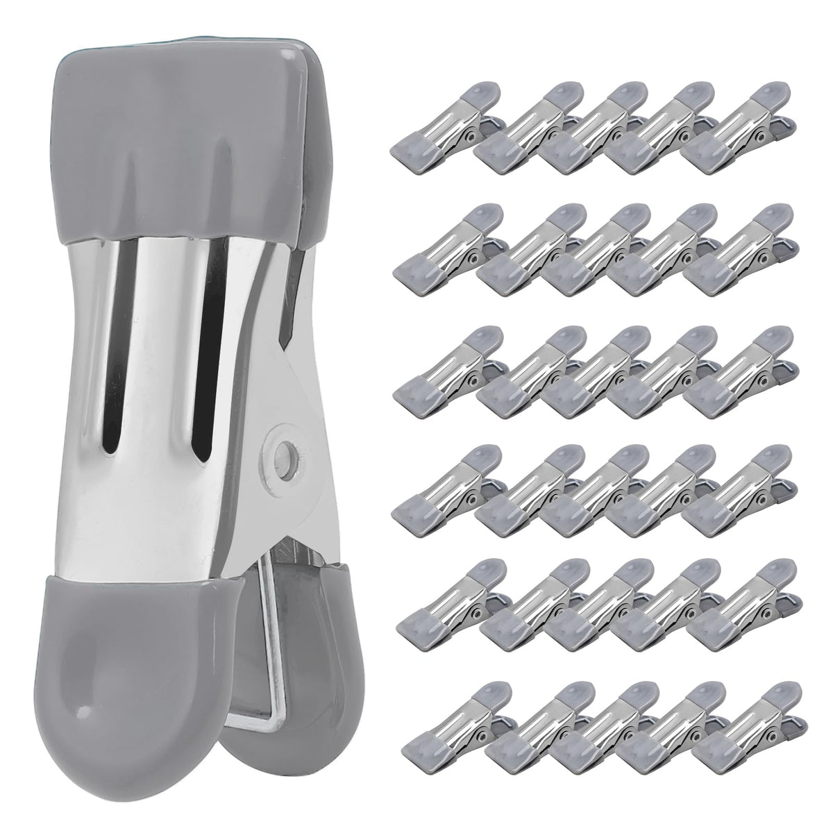 Clothes Pins Heavy Duty, 30 Pack, 2.17 Inch Metal Chip Clips, 6 Colors