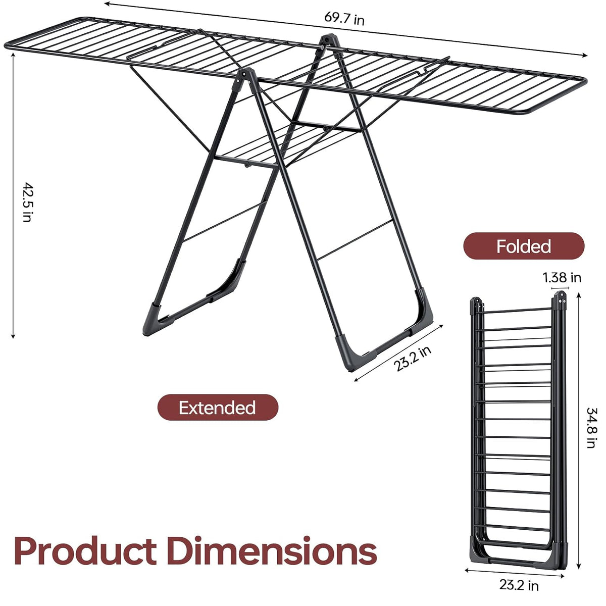 APEXCHASER Clothes Drying Rack, Large Capacity Drying Rack Clothing