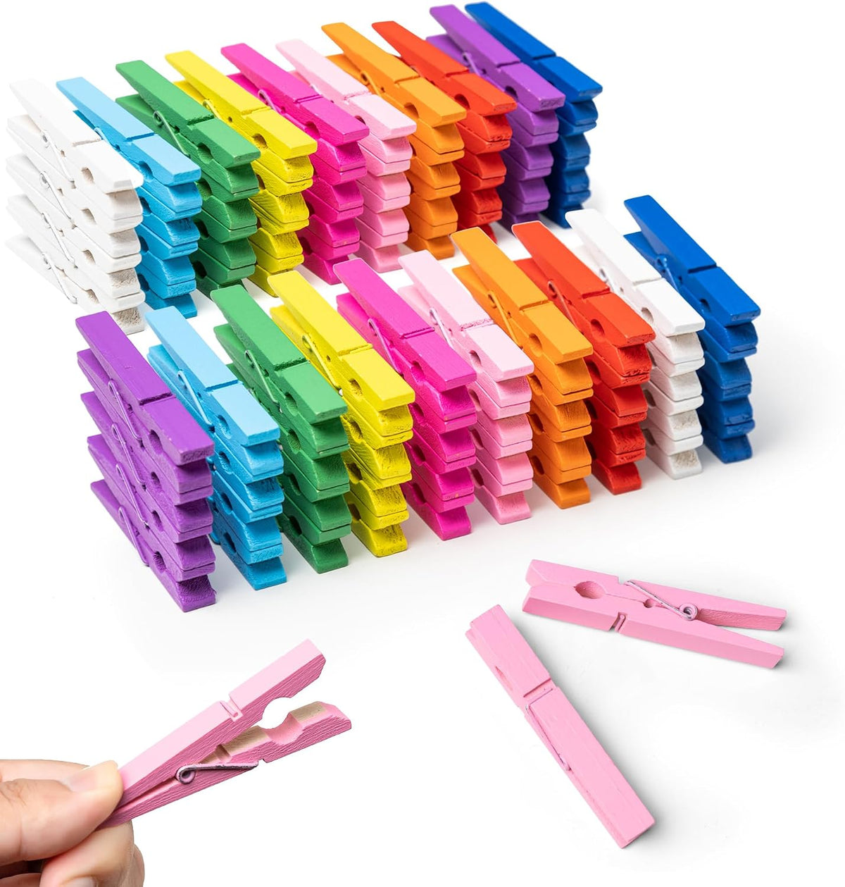 30PCS Colored Clothes Pins, 2.9 Inch 10 Colors Wooden Clothespin, Rust Resistant Clothes Clip for Hanging Pictures, Photos, Clothes, Decoration Crafts