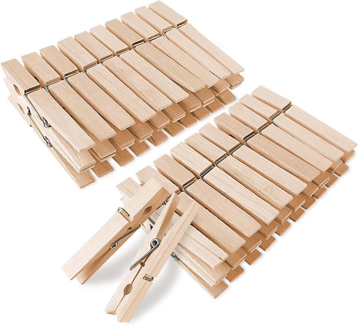 KTOJOY Wooden Clothes Pins,50 Pack, 2.9 Inch, Large Natural Birchwood Rust, Moisture Resistant Clothes Pegs, Heavy Duty Clothespins,Clothes Pins for Craft, Clips for Pictures