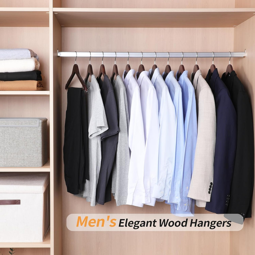 Amazon Basics Durable Wooden Suit Clothes Hangers, Closet Organizer, Cherry, 20-Pack