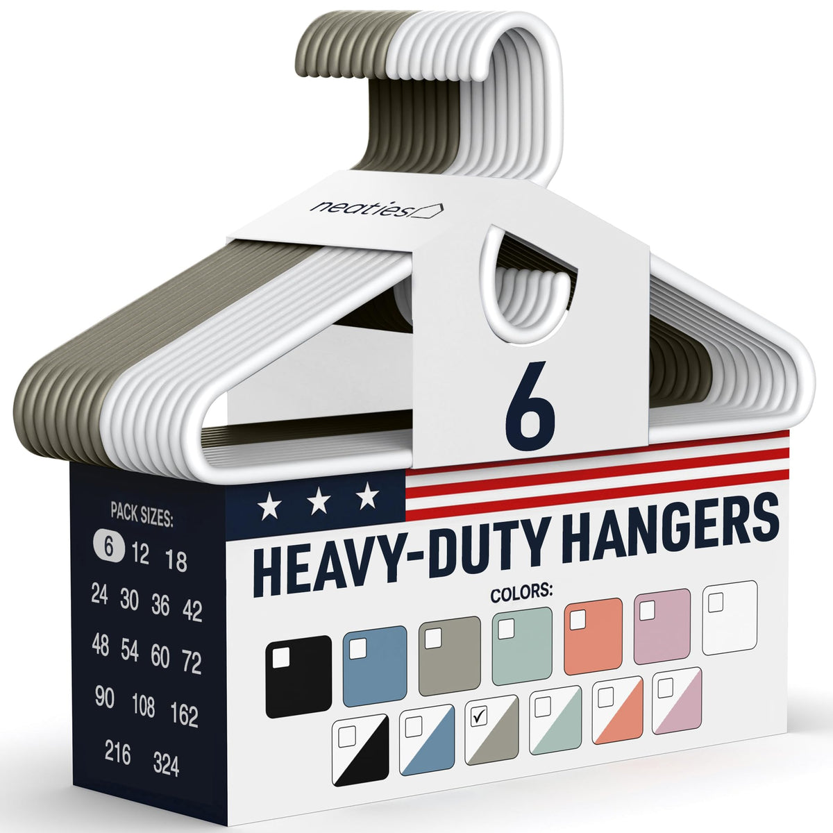 Heavy Duty Clothes Hangers 18 Pack – Made in the USA – 8lb Capacity Plastic Hangers for Adult Clothing – Durable for Pants, Coats, Jackets, or Jeans – White