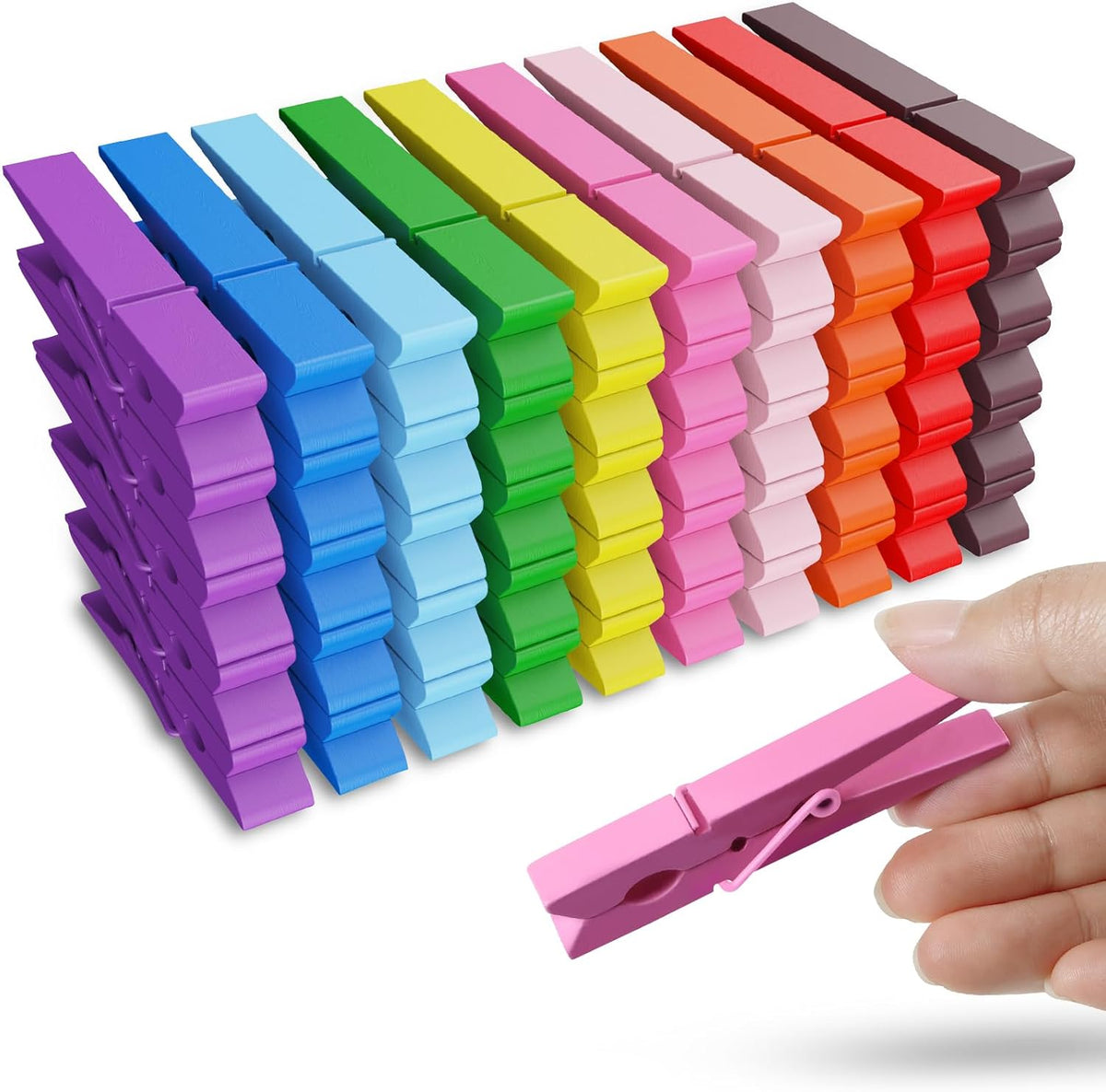 50PCS Colored Wooden Clothespins 2.9 Inch Color Clothes Pins for Pictures