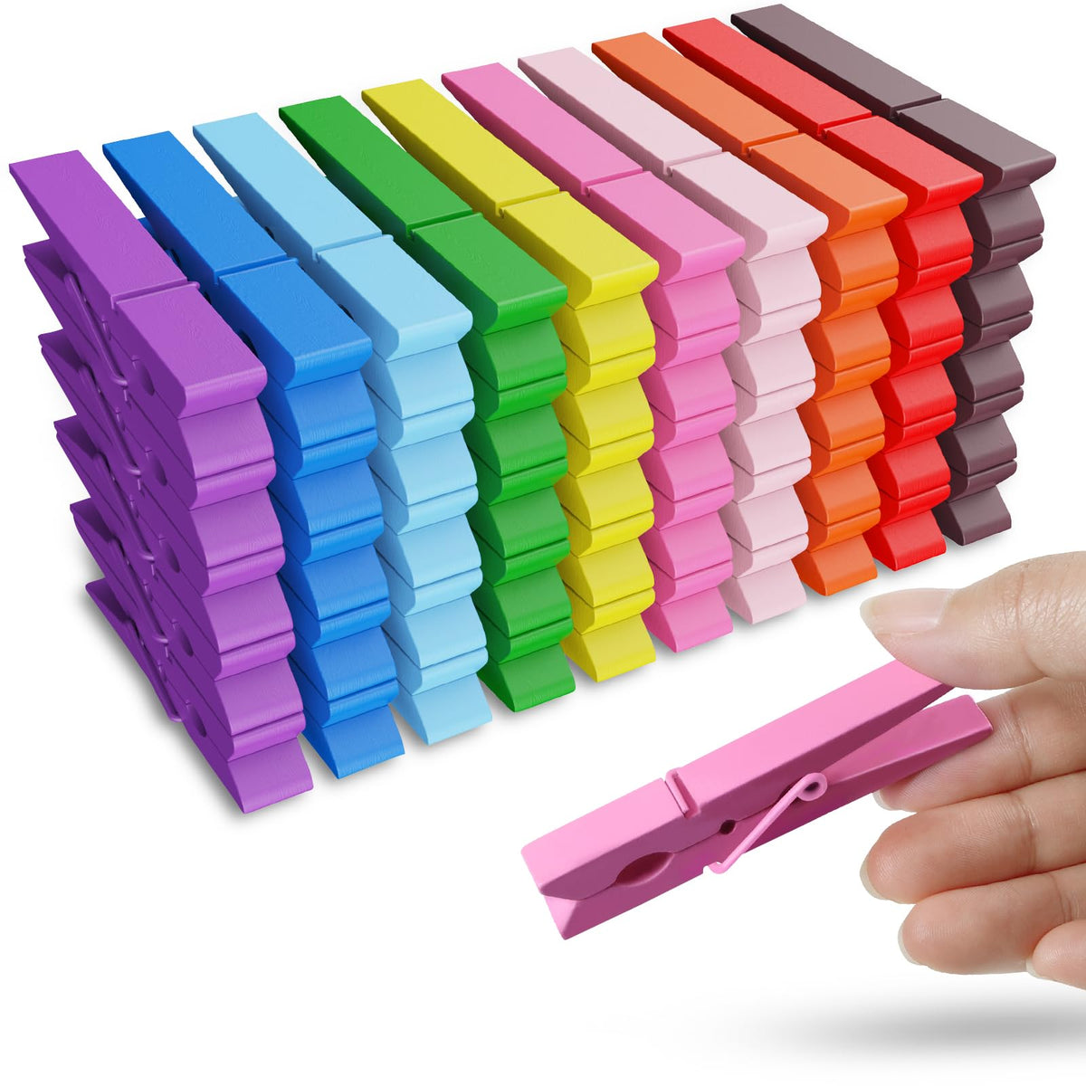 50PCS Colored Wooden Clothespins 2.9 Inch Color Clothes Pins for Pictures