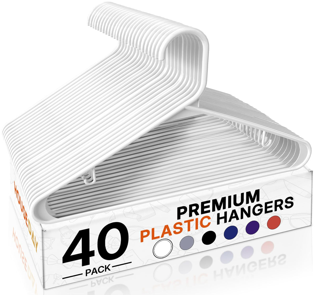 HOUSE DAY White Plastic Hangers 16 Pack, Slim Space-Saving Clothes Hangers