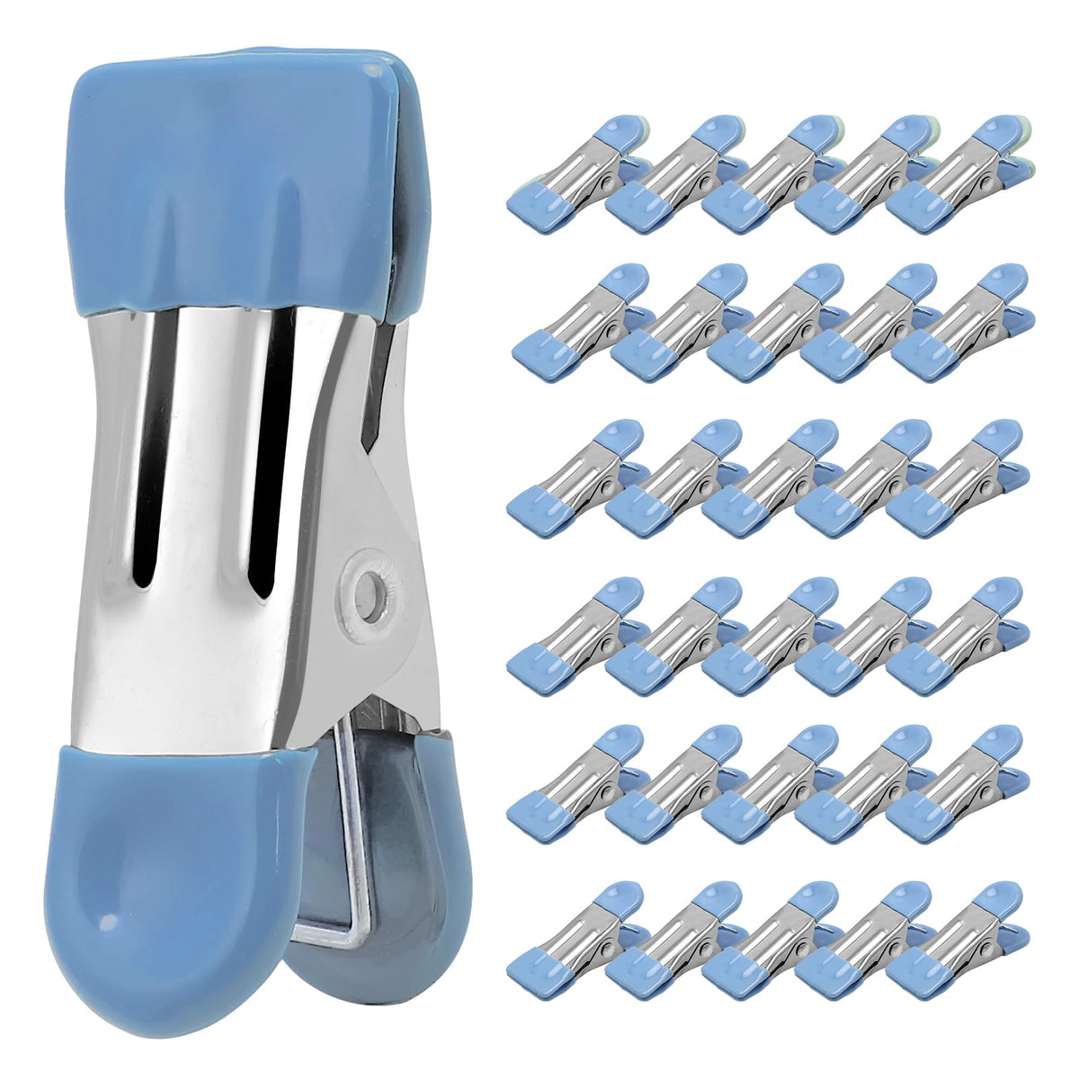 Clothes Pins Heavy Duty, 30 Pack, 2.17 Inch Metal Chip Clips, 6 Colors
