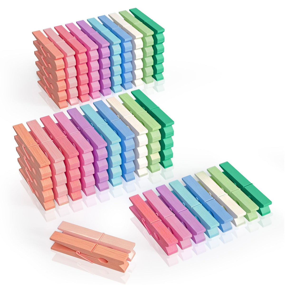 100Pcs Colored Clothespins Pastel 2.9 Inch Clothes Pins Wooden Cheer Bulk