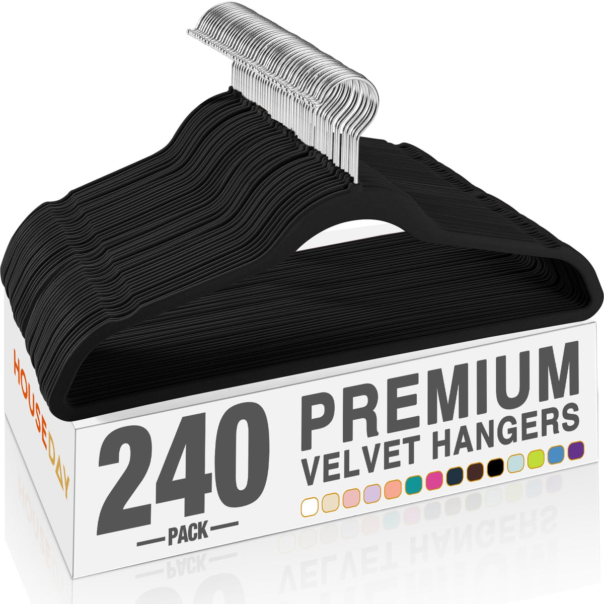 HOUSE DAY Black Velvet Hangers 60 Pack, Premium Non Slip Clothes Hangers