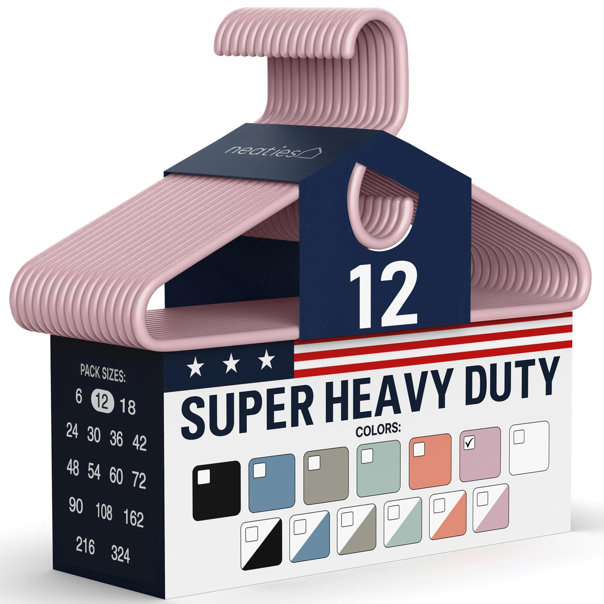 Super Heavy Duty Clothes Hangers 18 Pack – Made in the USA - 10lb Capacity, Thick Plastic Hangers for Pants, Coats, Jackets, Jeans and Adult Clothing – White