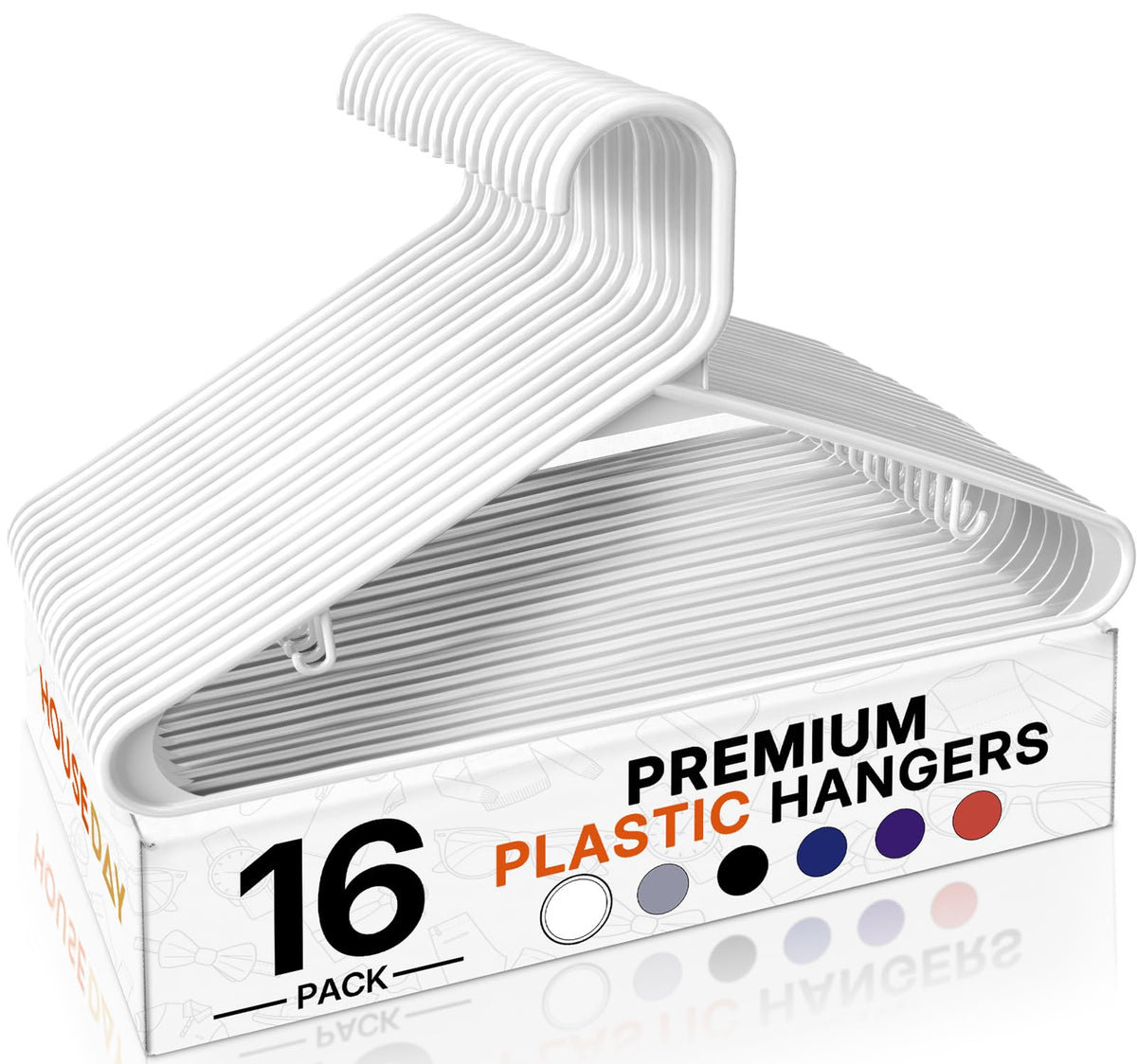 HOUSE DAY Black Plastic Hangers 60 Pack, Slim Space-Saving Clothes Hangers