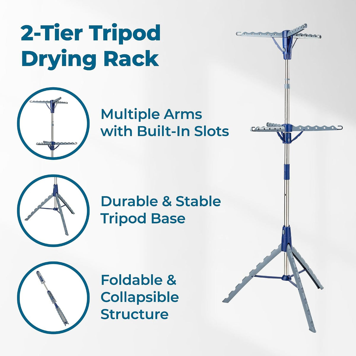 Honey-Can-Do 2-Tier Tripod Clothes Drying Rack, 73", Chrome Steel