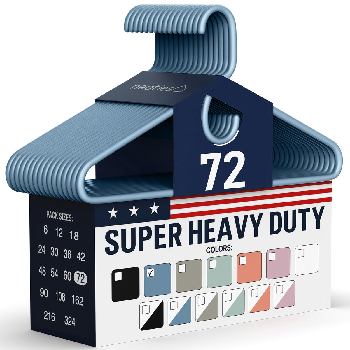 Super Heavy Duty Clothes Hangers 18 Pack – Made in the USA - 10lb Capacity, Thick Plastic Hangers for Pants, Coats, Jackets, Jeans and Adult Clothing – White