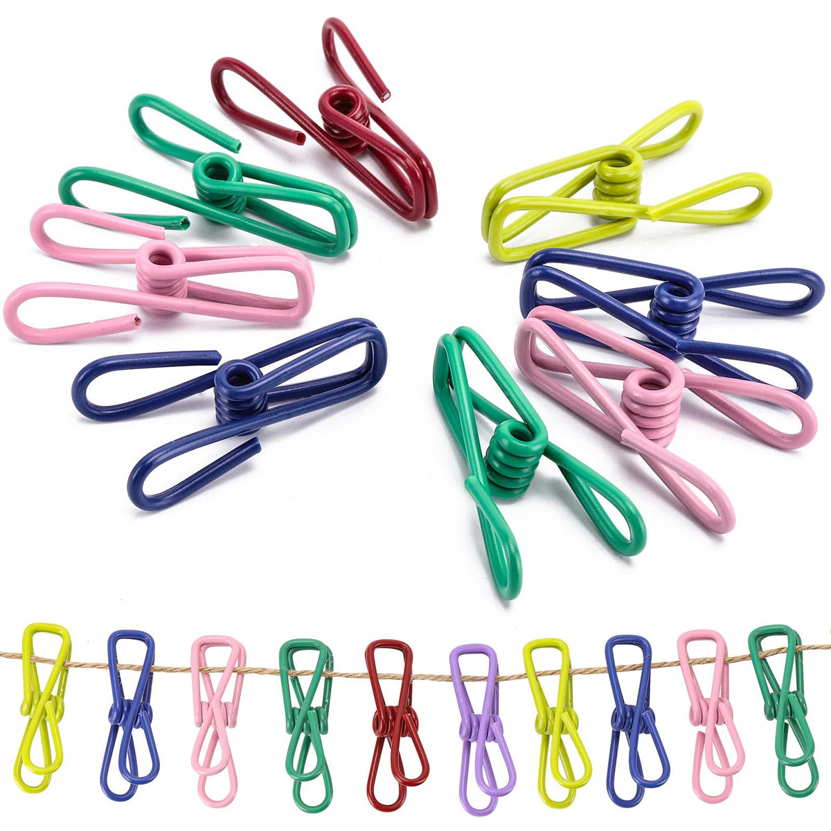50Pcs Colored Clothes Pins Wooden Clips for Hanging, 2.9inch Clothespins Wood Cheer Pins Decoration for Crafts - 10 Colors
