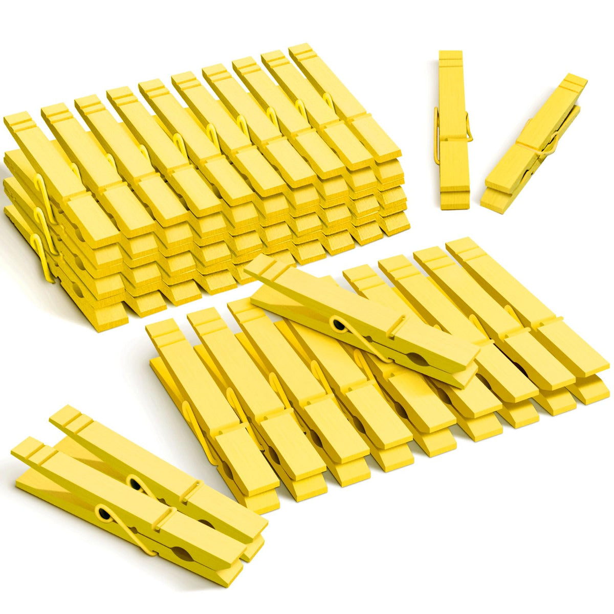 3.5 Inch 50 Pack Colored Wooden Clothespins for Classroom, Craft, Hanging Clothes, Rust Resistant
