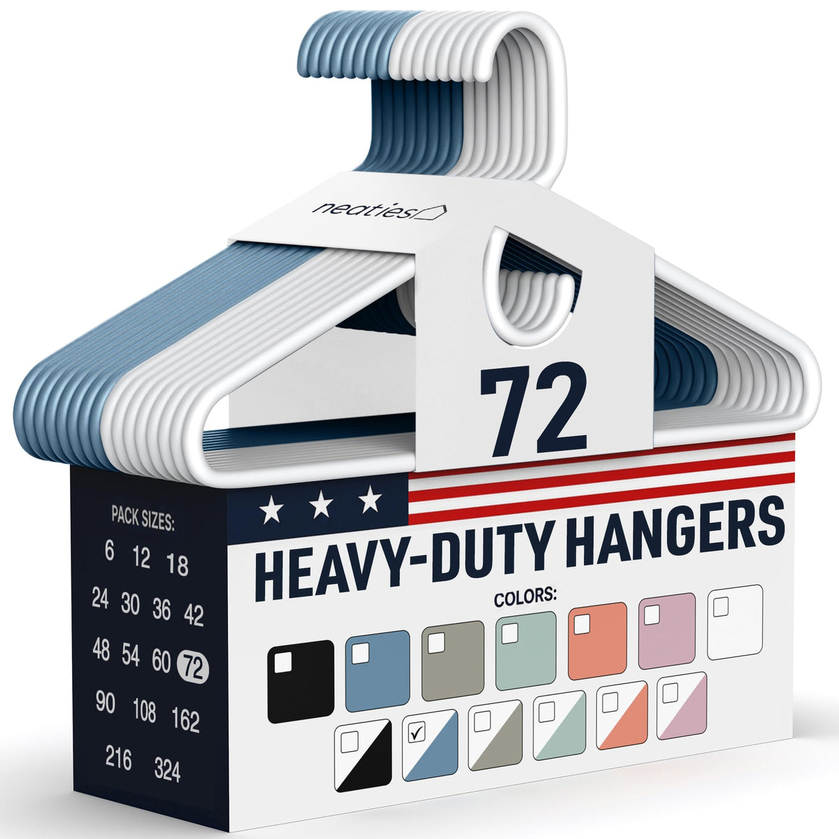 Heavy Duty Clothes Hangers 18 Pack – Made in the USA – 8lb Capacity Plastic Hangers for Adult Clothing – Durable for Pants, Coats, Jackets, or Jeans – White
