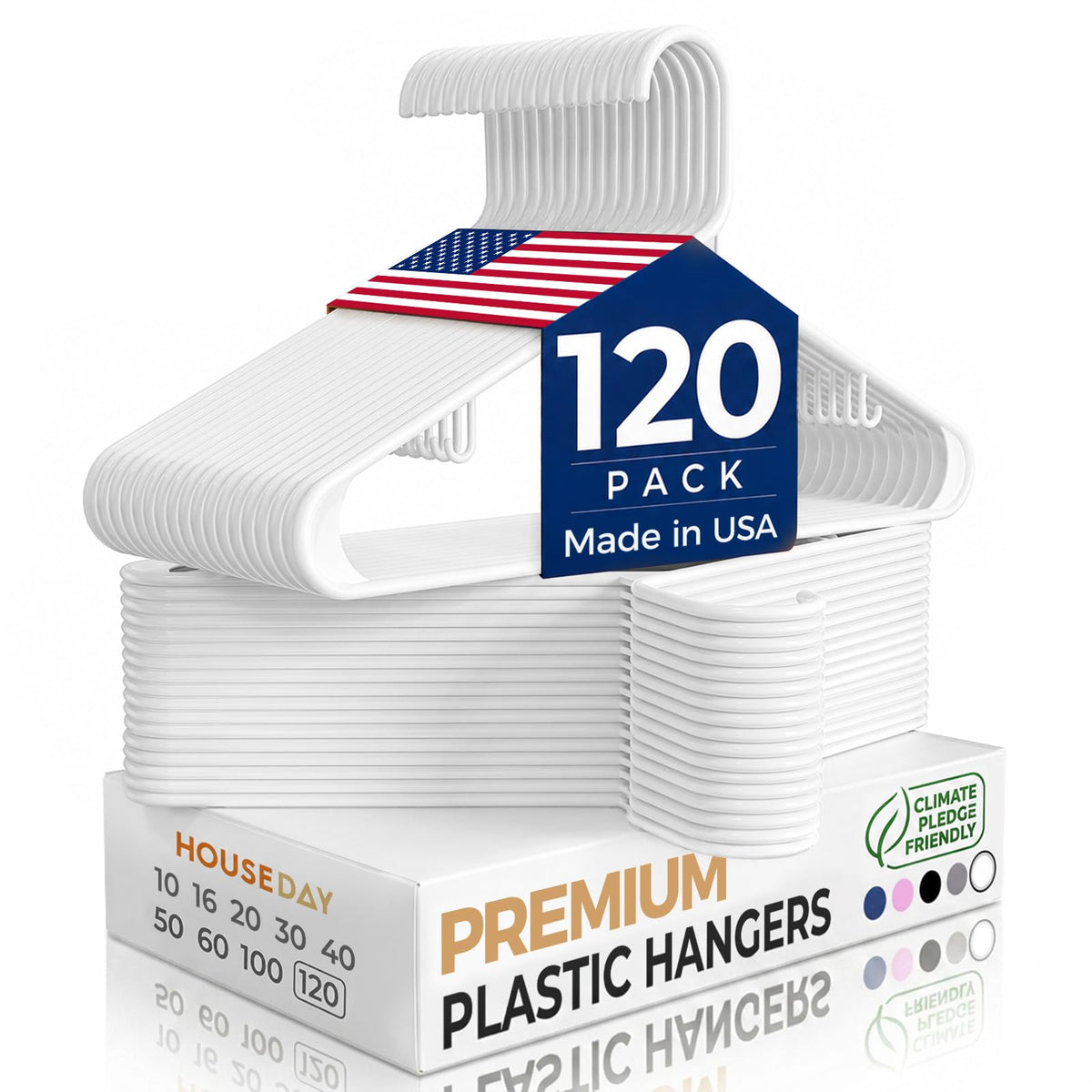 HOUSE DAY Black Plastic Hangers 60 Pack, Slim Space-Saving Clothes Hangers