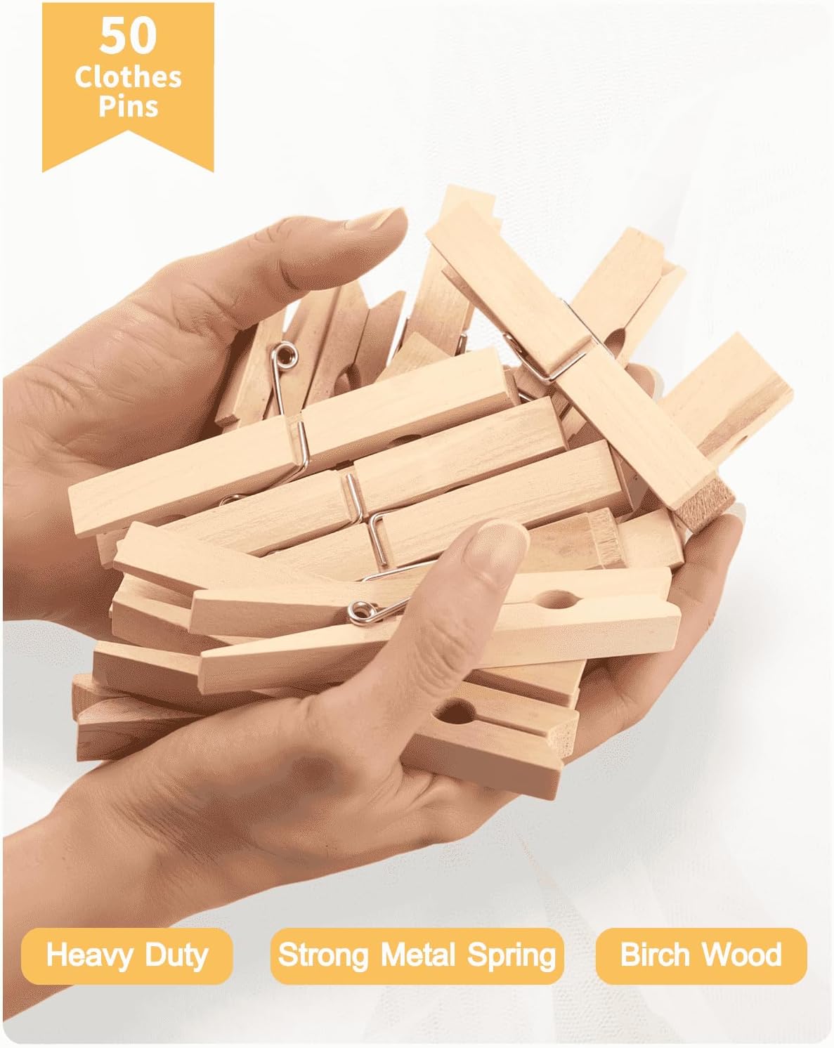 Large Clothes Pins Wooden Clothespins, 4 Inch 48 Pack Heavy Duty Outdoor Pegs, Clothing Hanging Laundry Close Pin Chip Clips Cheer Pins for Bags Photo Picture Artwork Crafts Display