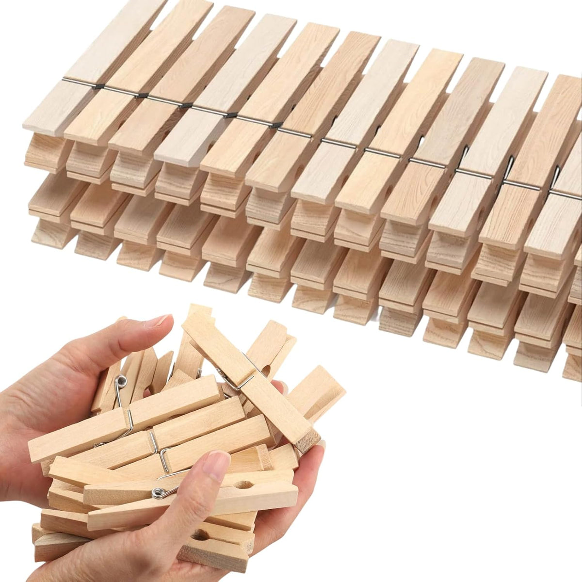 LOTIMOYIA Wooden Clothespins, 3.55Inch, 46 Pack