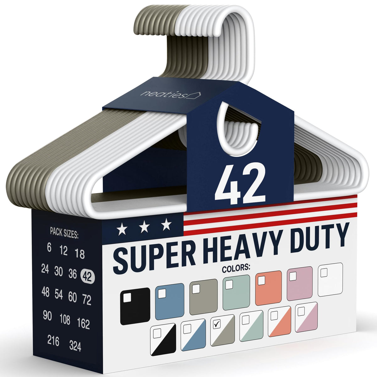 Super Heavy Duty Clothes Hangers 18 Pack – Made in the USA - 10lb Capacity, Thick Plastic Hangers for Pants, Coats, Jackets, Jeans and Adult Clothing – White