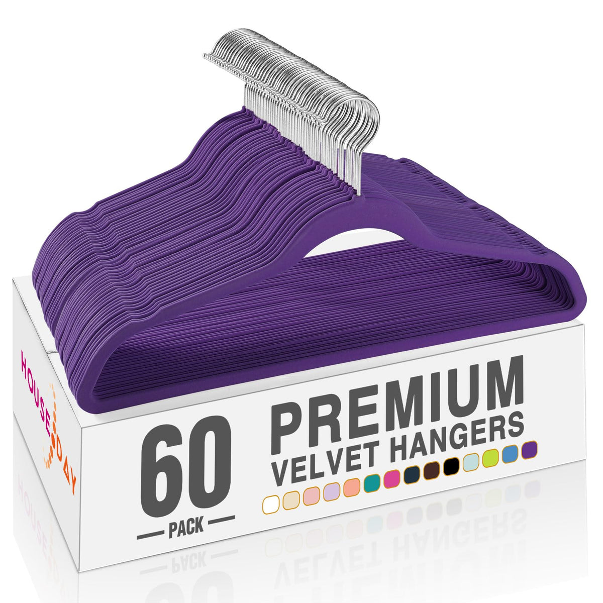 HOUSE DAY Black Velvet Hangers 60 Pack, Premium Non Slip Clothes Hangers