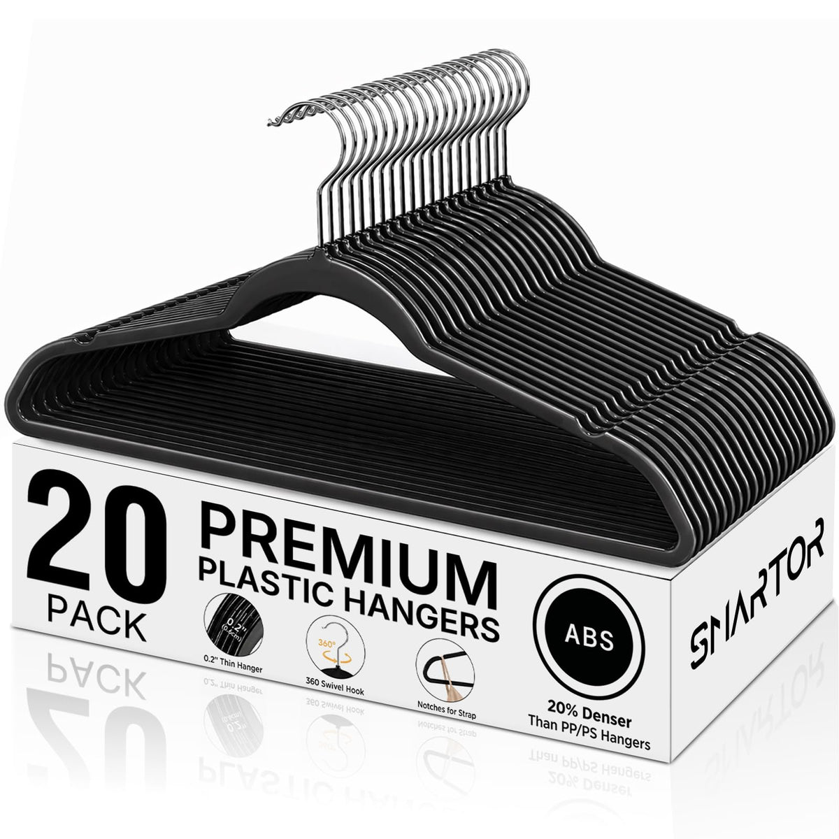 SMARTOR Plastic Hangers 50 Pack, Heavy Duty Plastic Hangers for Clothes