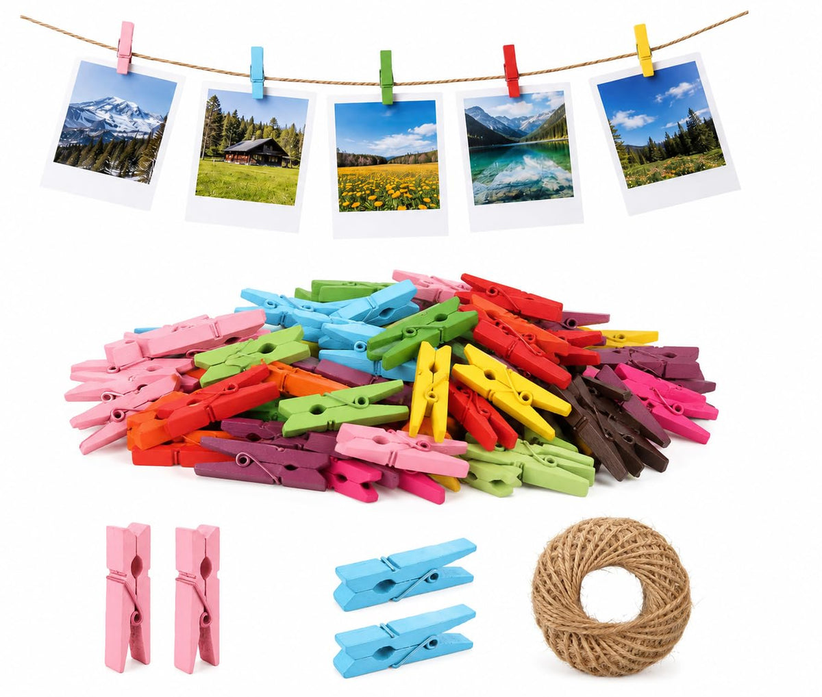 jijAcraft 1.4 Inch Mini Clothes Pins - 100Pcs Wooden Clothespins for Photo