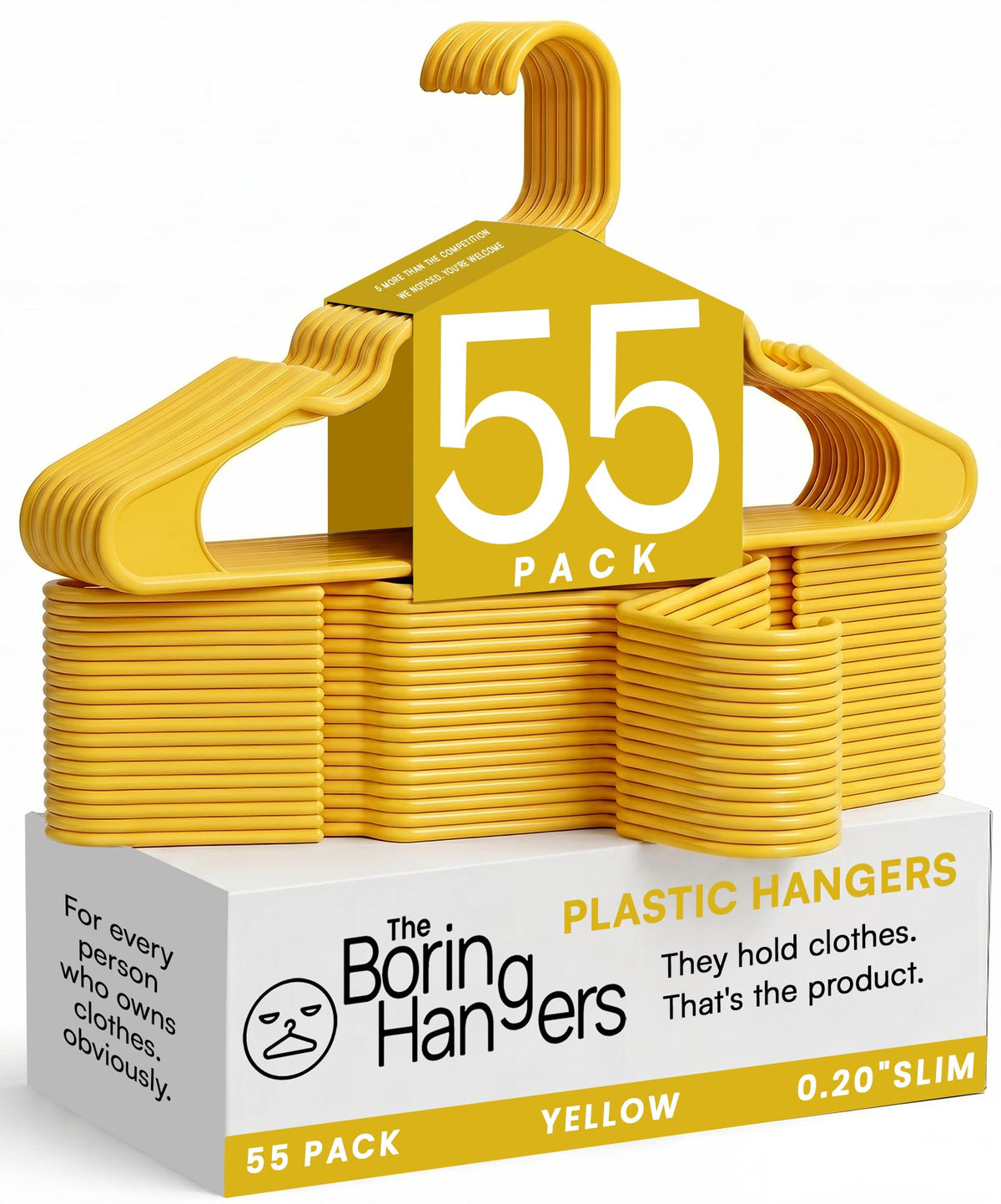 White Plastic Hangers 55 Pack - 10 lb Heavy Duty Plastic Clothes Hangers for Closet - 0.20" Thin, Slim & Space Saving White Coat Hangers for Shirts, Dresses, Jackets, Pants